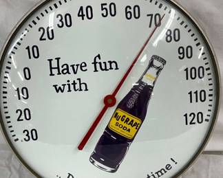 12-Inch NuGrape Soda Advertising Thermometer