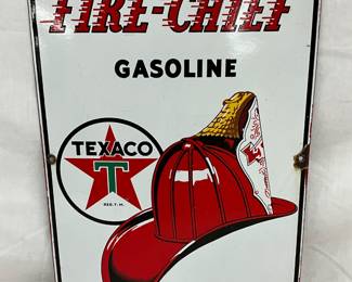 12 x 18 Texaco Fire-Chief Gasoline Porcelain Pump Plate