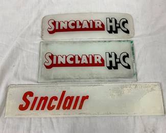 Three Sinclair Glass Gas Pump Inserts