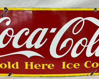 29 x 12 Porcelain Coca-Cola Canadian Advertising Sign
