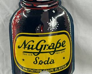 NuGrape Soda Die-Cut Metal Thermometer Sign, 5″ x 17″