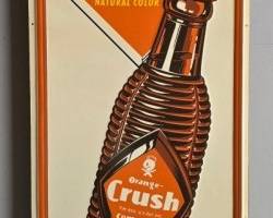 RARE EMB.ORANGE CRUSH SIGN 