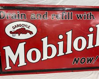 60 x 36-Inch Porcelain Mobiloil Gargoyle Self-Framed Sign