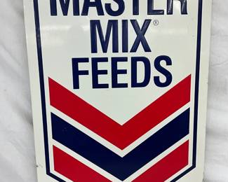 22 1/2 x 34 1/2 in Embossed Master Mix Feeds Metal Sign with Original Wood Frame