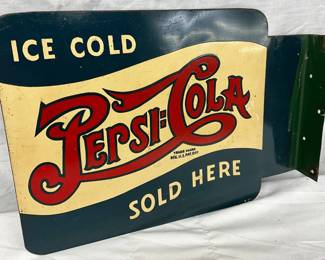 Pepsi-Cola Double-Dot Flange Sign, 14 1/2 x 10 Inches