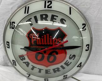 Phillips 66 Tires and Batteries Double Bubble Advertising Clock
