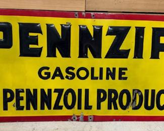 RARE PORC. PENNZIP GASOLINE SIGN