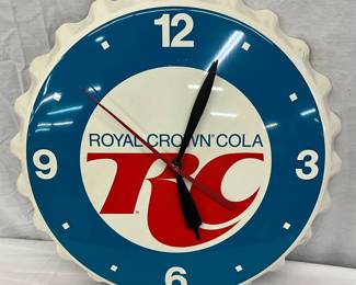 Unusual 18-Inch RC Cola Button Cap Clock