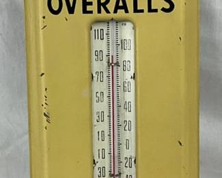 Round House Overalls Advertising Thermometer, 5 x 17 Inches