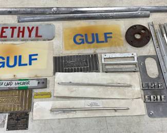 Tokheim and Erie Gas Pump Parts Lot with Gulf and Ethyl Panels