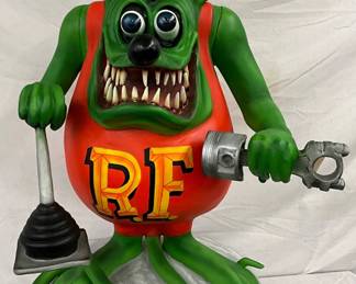 21 x 42 in. Fiberglass Rat Fink Statue with Shifter and Piston
