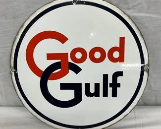 10 1/2-Inch Porcelain ‘Good Gulf’ Pump Sign