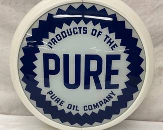 Pure Oil Company Gas Pump Globe with 13-Inch Glass Lenses and Plastic Body