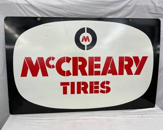 1973 Double-Sided McCreary Tires Metal Advertising Sign, 48 x 32 Inches
