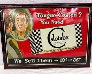 Early Embossed Tin Advertising Sign for Calotabs, 21 1/2″ x 15″