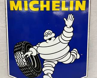 27 x 32“ Double-Sided Porcelain Michelin Man Advertising Sign