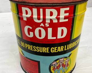 1933 Pep Boys ‘Pure as Gold’ 5-Pound SAE-90 Gear Lube Oil Can