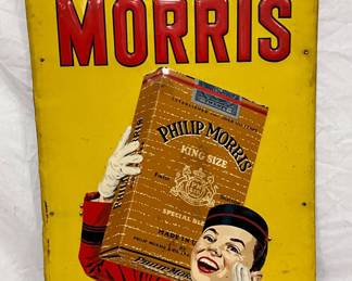 Philip Morris Embossed Metal Advertising Sign, 19 1/2 x 35 Inches