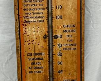 Gulf No-Nox Gasoline and Motor Oil Advertising Thermometer, 7.5 x 27 Inches