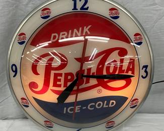 Original Pepsi-Cola Red, White, and Blue Double Bubble Clock
