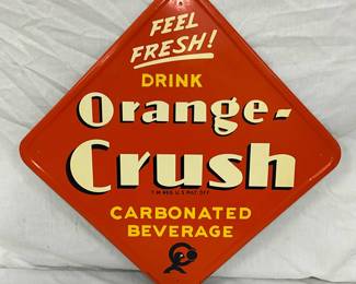 21 1/2-Inch Metal Orange Crush Sign, Circa 1970s