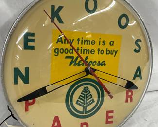 Vintage Nekoosa Paper Advertising Wall Clock With Metal Frame
