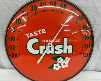 Orange Crush Advertising Thermometer with Glass Front, 12 Inches