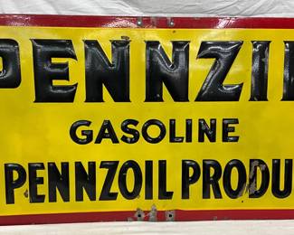 46 x 25″ Embossed Porcelain Pennzip Gasoline Sign