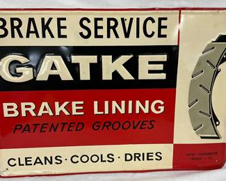 Embossed Metal Gatke Brake Service Sign, 19 1/2 x 13 1/2 Inches