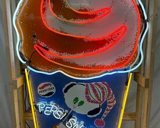 Large Neon Pepsi Sno Ball Advertising Sign