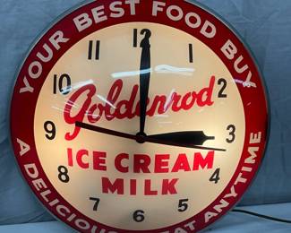 Original Goldenrod Ice Cream Double Bubble Advertising Clock