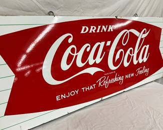 24-Inch Metal Coca-Cola Button Sign with Bottle Graphic