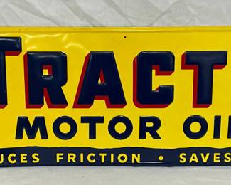 Embossed ‘Tracto Motor Oil’ Metal Advertising Sign
