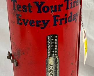 Red Metal Schrader Tire Gauge Display, 15 Inches Tall