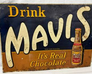 Embossed Tin ‘Drink Mavis – It’s Real Chocolate’ Advertising Sign, 27 1/2 x 20