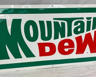 36 x 18-Inch Embossed Metal Mountain Dew Sign