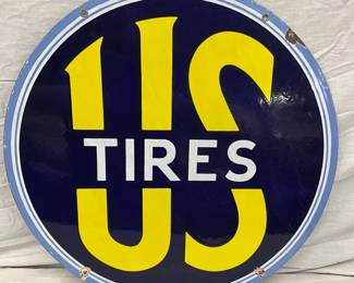 24-Inch Heavy Porcelain Double-Sided ‘US Tires’ Sig