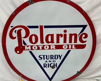 42-Inch Porcelain Polarine Motor Oil Advertising Sign