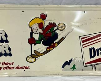 Dr. Wells Self-Framed Tin Advertising Sign, 31 x 11 1/2 Inches