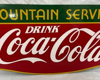 27 x 14-Inch Coca-Cola Fountain Service Metal Sign