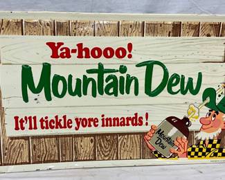 35 x 17″ Embossed Self-Framed Mountain Dew Willie Metal Sign