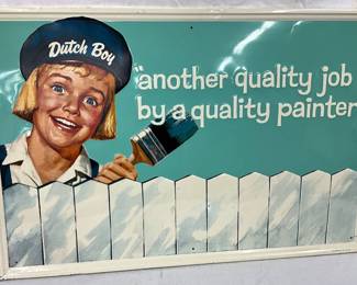 Embossed Self-Framed Dutch Boy Paint Sign, NOS, 34 1/2″ x 23″