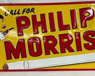 41 1/2 x 24-Inch Embossed Philip Morris Advertising Sign