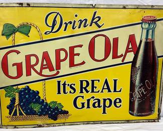 Embossed Grape Ola Metal Advertising Sign, 27 1/2 x 19 1/2 in.