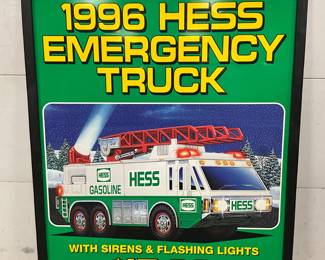 1996 Hess Emergency Truck Plastic Advertisement Sign, 46 1/2” x 58 1/2”