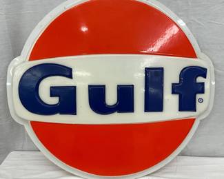 28 in. x 25 in. Gulf Lexan Embossed Advertising Sign