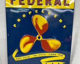 22 x 28 Federal Propeller Dealer Sign, Embossed Metal