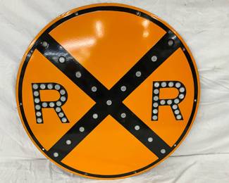 30-Inch Porcelain Railroad Crossing Sign with Cat Eye Reflectors