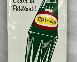 1966 Embossed ‘Uptown’ Self-Framed Soda Advertising Sign, 17 1/2 x 53