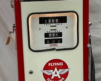 Restored National Flying A Gas Pump with Illuminated Globe